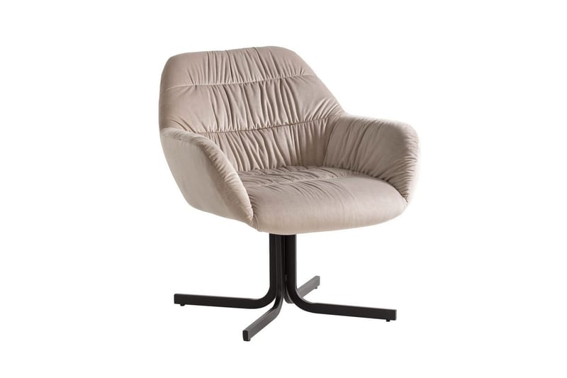 Oleskelu- & Cocktailtuoli Wohnling mukavasti samettiverhoiltu, käsinojilla, moderni tyyli Beige - Beige - Huonekalut - Tuoli & nojatuoli - Nojatuoli & lepotuoli
