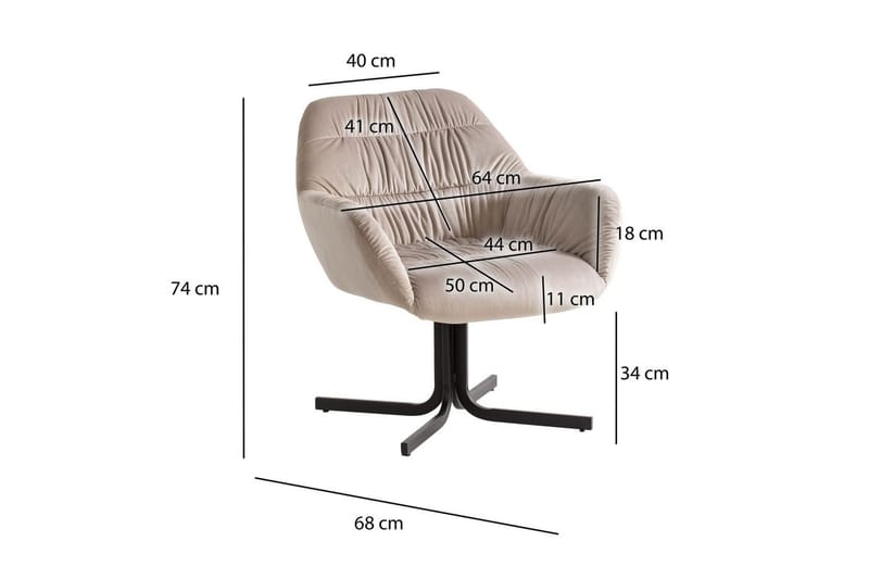Oleskelu- & Cocktailtuoli Wohnling mukavasti samettiverhoiltu, käsinojilla, moderni tyyli Beige - Beige - Huonekalut - Tuoli & nojatuoli - Nojatuoli & lepotuoli