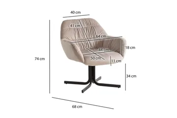 Oleskelu- & Cocktailtuoli Wohnling mukavasti samettiverhoiltu, käsinojilla, moderni tyyli Beige - Beige - Huonekalut - Tuoli & nojatuoli - Nojatuoli & lepotuoli