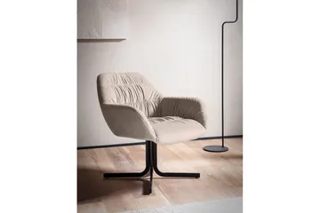 Oleskelu- & Cocktailtuoli Wohnling mukavasti samettiverhoiltu, käsinojilla, moderni tyyli Beige - Beige - Huonekalut - Tuoli & nojatuoli - Nojatuoli & lepotuoli