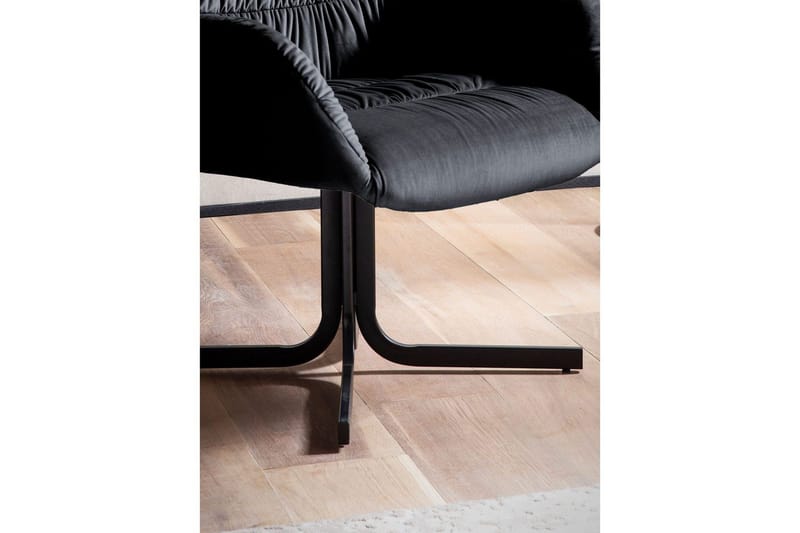 Oleskelu- & Cocktailtuoli Wohnling mukavasti samettiverhoiltu, käsinojilla, moderni tyyli Musta - Musta - Huonekalut - Tuoli & nojatuoli - Nojatuoli & lepotuoli