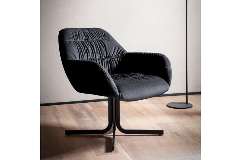 Oleskelu- & Cocktailtuoli Wohnling mukavasti samettiverhoiltu, käsinojilla, moderni tyyli Musta - Musta - Huonekalut - Tuoli & nojatuoli - Nojatuoli & lepotuoli