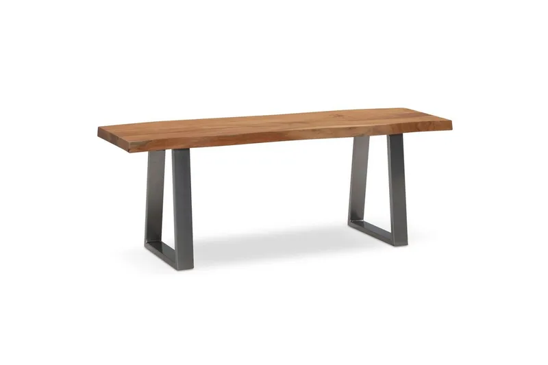 Eteisen penkki Wohnling Kiinteä akaasiapuu 120 cm puunreuna käytävä Hopea, Suorat liu'ut, Hopea, Suorat liu'ut