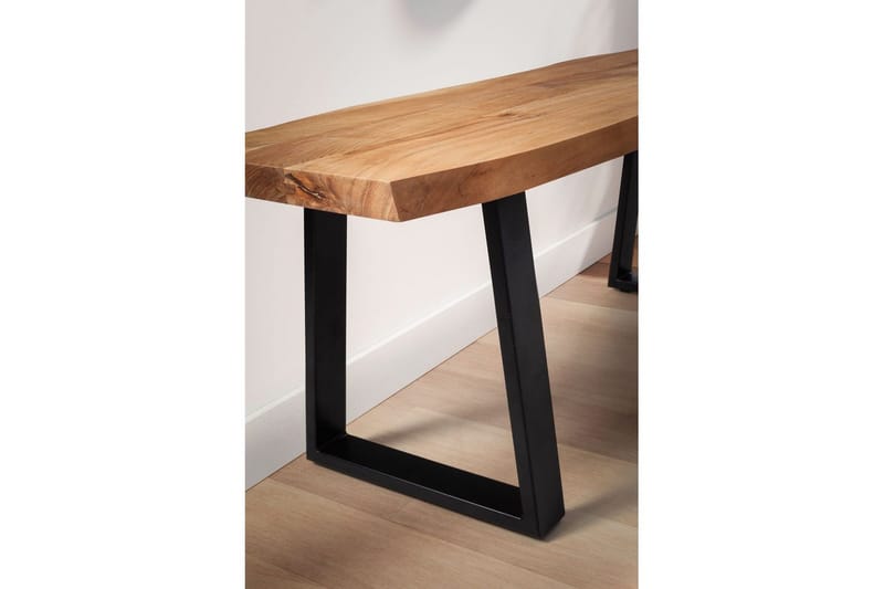 Eteisen penkki Wohnling Kiinteä akaasiapuu 120 cm puunreuna käytävä Musta, suorat jalakset - Musta, suorat jalakset - Huonekalut - Tuoli & nojatuoli - Penkki - Eteispenkki