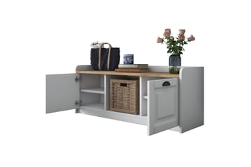 Caraway kenkäpenkki 120x45 cm valkoinen/ruskea - Hanah Home - Huonekalut - Tuoli & nojatuoli - Penkki - Eteispenkki - Kenkäteline penkillä