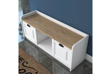 Caraway kenkäpenkki 120x45 cm valkoinen/ruskea - Hanah Home - Huonekalut - Tuoli & nojatuoli - Penkki - Eteispenkki - Kenkäteline penkillä