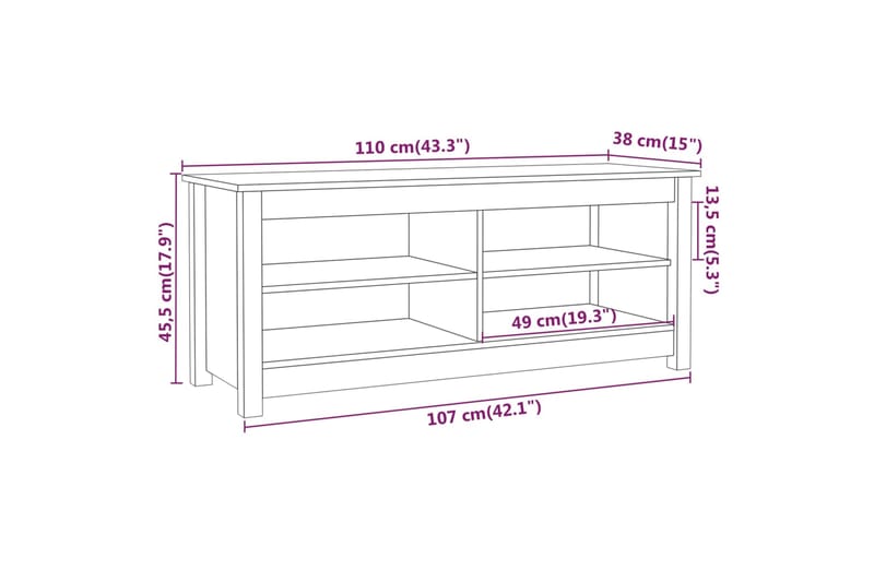 beBasic Kenkäkaappi hunajanruskea 110x38x45,5 cm täysi mänty - Ruskea - Kenkäteline penkillä - Eteisen säilytys