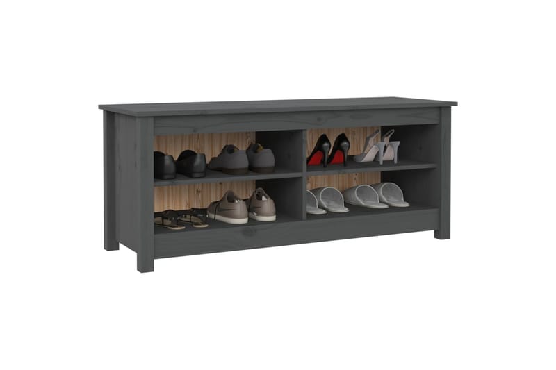 beBasic Kenkäpenkki harmaa 110x38x45,5 cm täysi mänty - Harmaa - Huonekalut - Tuoli & nojatuoli - Penkki - Eteispenkki - Kenkäteline penkillä
