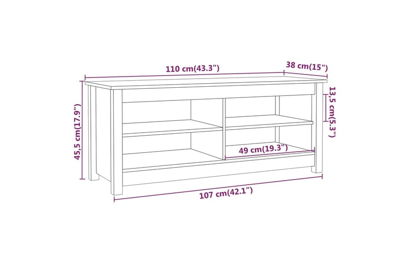 beBasic Kenkäpenkki musta 110x38x45,5 cm täysi mänty - Musta - Huonekalut - Tuoli & nojatuoli - Penkki - Eteispenkki - Kenkäteline penkillä