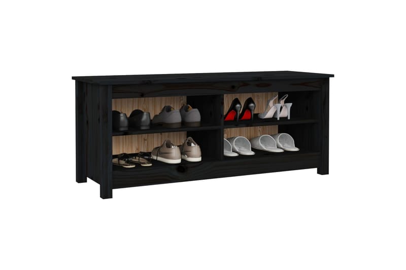 beBasic Kenkäpenkki musta 110x38x45,5 cm täysi mänty - Musta - Huonekalut - Tuoli & nojatuoli - Penkki - Eteispenkki - Kenkäteline penkillä