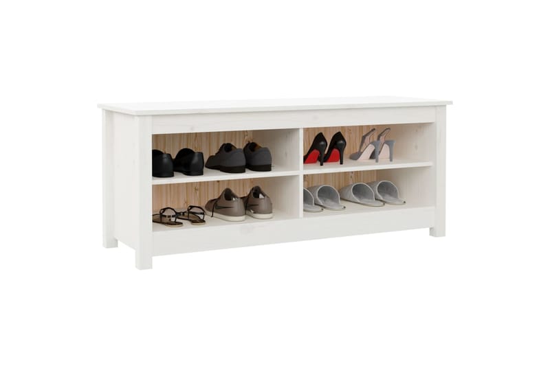 beBasic Kenkäpenkki valkoinen 110x38x45,5 cm täysi mänty - Valkoinen - Huonekalut - Tuoli & nojatuoli - Penkki - Eteispenkki - Kenkäteline penkillä