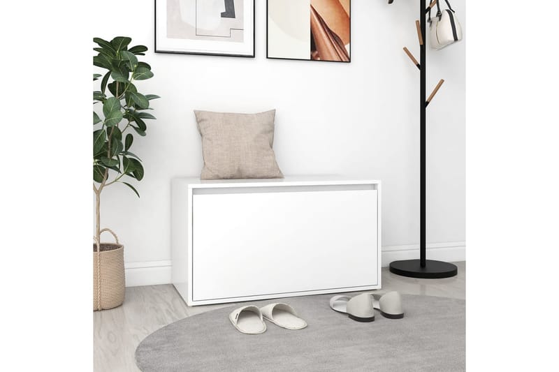Eteisen penkki valkoinen 80x40x45 cm lastulevy - Huonekalut - Tuoli & nojatuoli - Penkki - Eteispenkki - Eteispenkki säilytystilalla