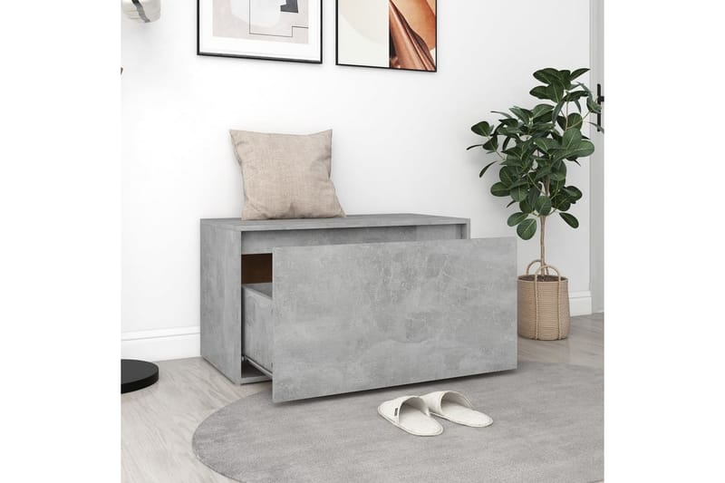 Eteisen penkki 80x40x45 cm betoninharmaa lastulevy - Huonekalut - Tuoli & nojatuoli - Penkki - Eteispenkki - Eteispenkki säilytystilalla