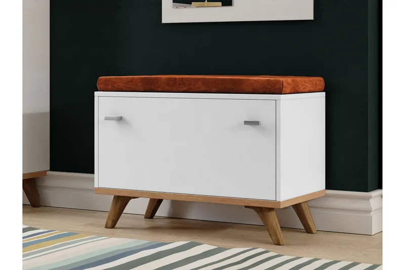 Istuinpenkki Egremount säilytyksellä - Valkoinen/Tammi - Huonekalut - Tuoli & nojatuoli - Penkki - Eteispenkki