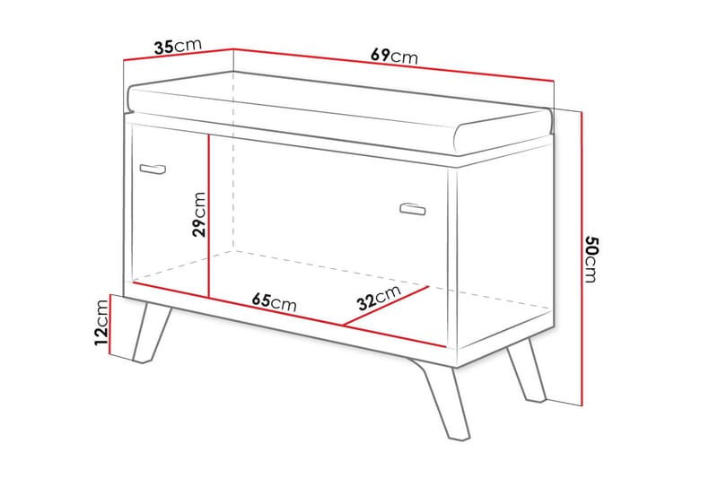 Istuinpenkki Egremount säilytyksellä - Valkoinen/Tammi - Huonekalut - Tuoli & nojatuoli - Penkki - Eteispenkki
