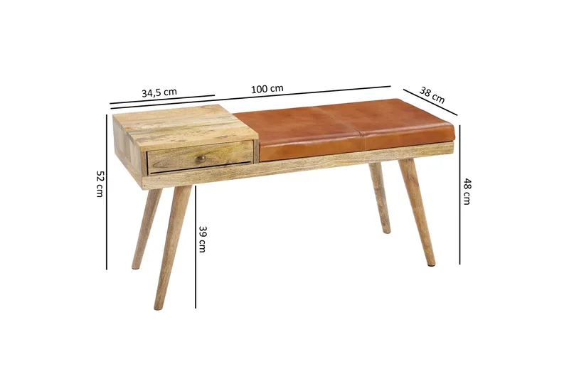 Istuinpenkki Nagos - Puu/Luonnonväri - Huonekalut - Tuoli & nojatuoli - Penkki - Eteispenkki