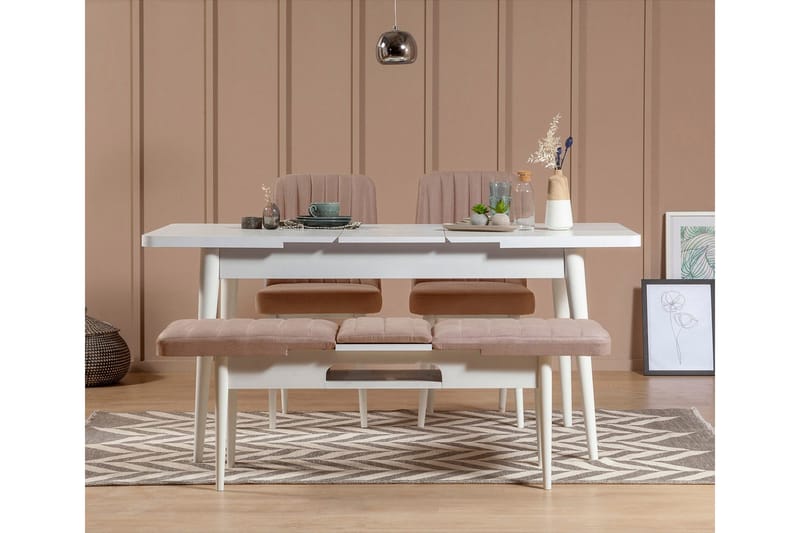 Istuinpenkki Vinadi 110 cm - Valkoinen/Ruskea - Huonekalut - Tuoli & nojatuoli - Penkki - Eteispenkki