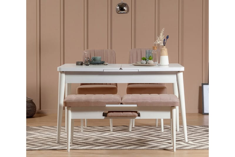 Istuinpenkki Vinadi 110 cm - Valkoinen/Ruskea - Huonekalut - Tuoli & nojatuoli - Penkki - Eteispenkki