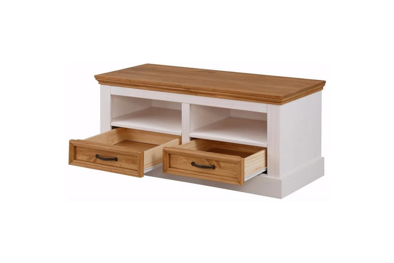 Kenkäpenkki Loft24 Selma kenkäpenkki 100 cm Vit - Huonekalut - Tuoli & nojatuoli - Penkki - Eteispenkki - Kenkäteline penkillä