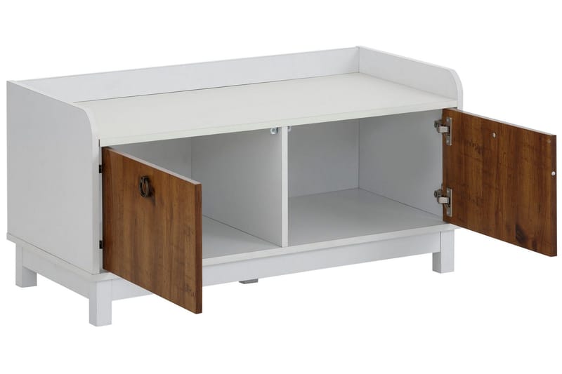 Kenkäpenkki Bonnyville 92x45 cm - Valkoinen/Luonnonväri - Huonekalut - Tuoli & nojatuoli - Penkki - Eteispenkki - Kenkäteline penkillä