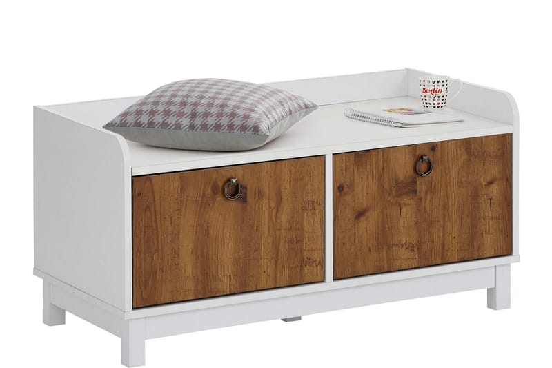 Kenkäpenkki Bonnyville 92x45 cm - Valkoinen/Luonnonväri - Huonekalut - Tuoli & nojatuoli - Penkki - Eteispenkki - Kenkäteline penkillä