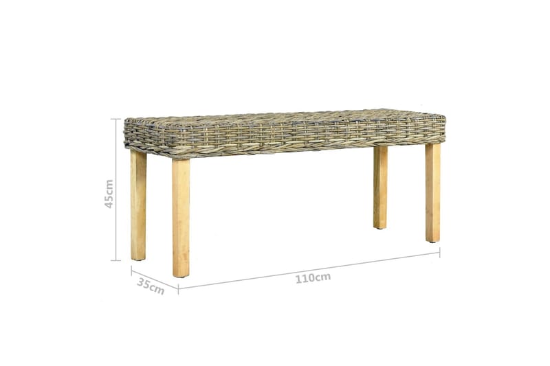 Penkki 110 cm luonnollinen kubu-rottinki ja täysi mangopuu - Ruskea - Huonekalut - Tuoli & nojatuoli - Penkki - Eteispenkki
