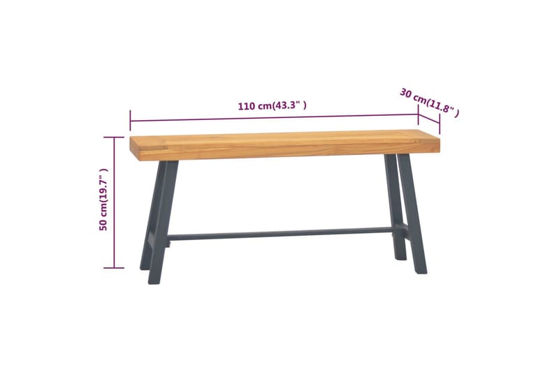 Penkki 110 cm täysi tiikki - Ruskea - Huonekalut - Tuoli & nojatuoli - Penkki - Eteispenkki