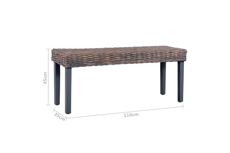 Penkki 110cm luonnollinen kubu-rottinki/täysi mangopuu - Harmaa - Huonekalut - Tuoli & nojatuoli - Penkki - Eteispenkki