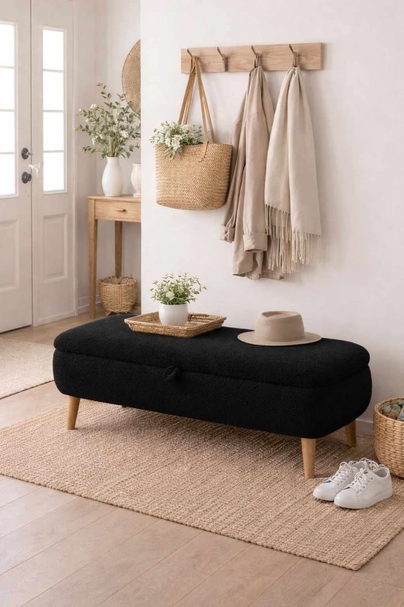 Penkki Atelier Del Sofa Rena (90 x 45 x 30 cm) Musta - Musta - Huonekalut - Tuoli & nojatuoli - Penkki - Eteispenkki