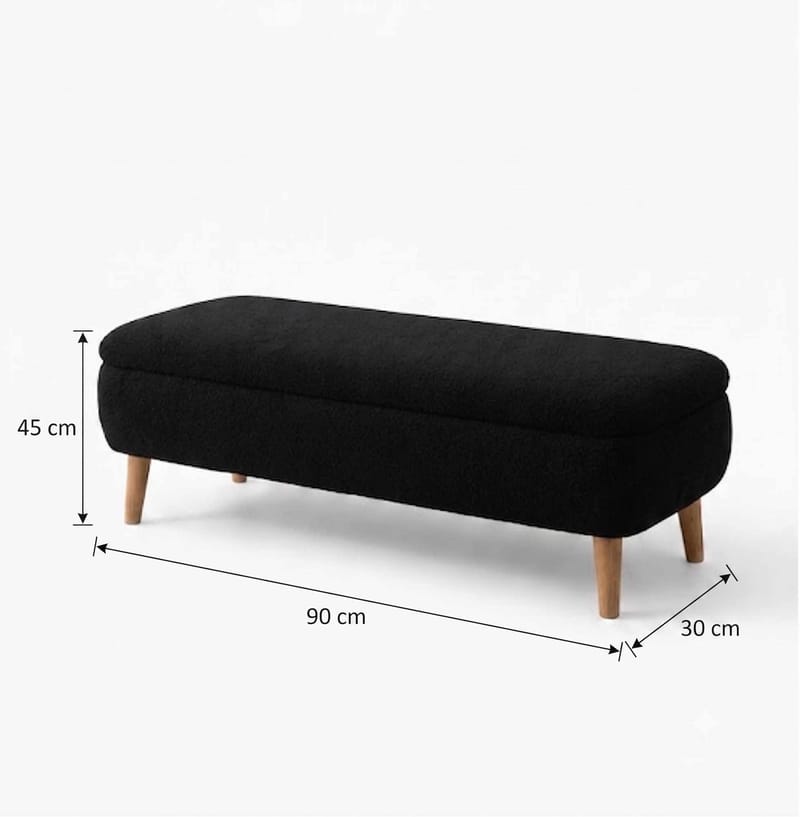 Penkki Atelier Del Sofa Rena (90 x 45 x 30 cm) Musta - Musta - Huonekalut - Tuoli & nojatuoli - Penkki - Eteispenkki