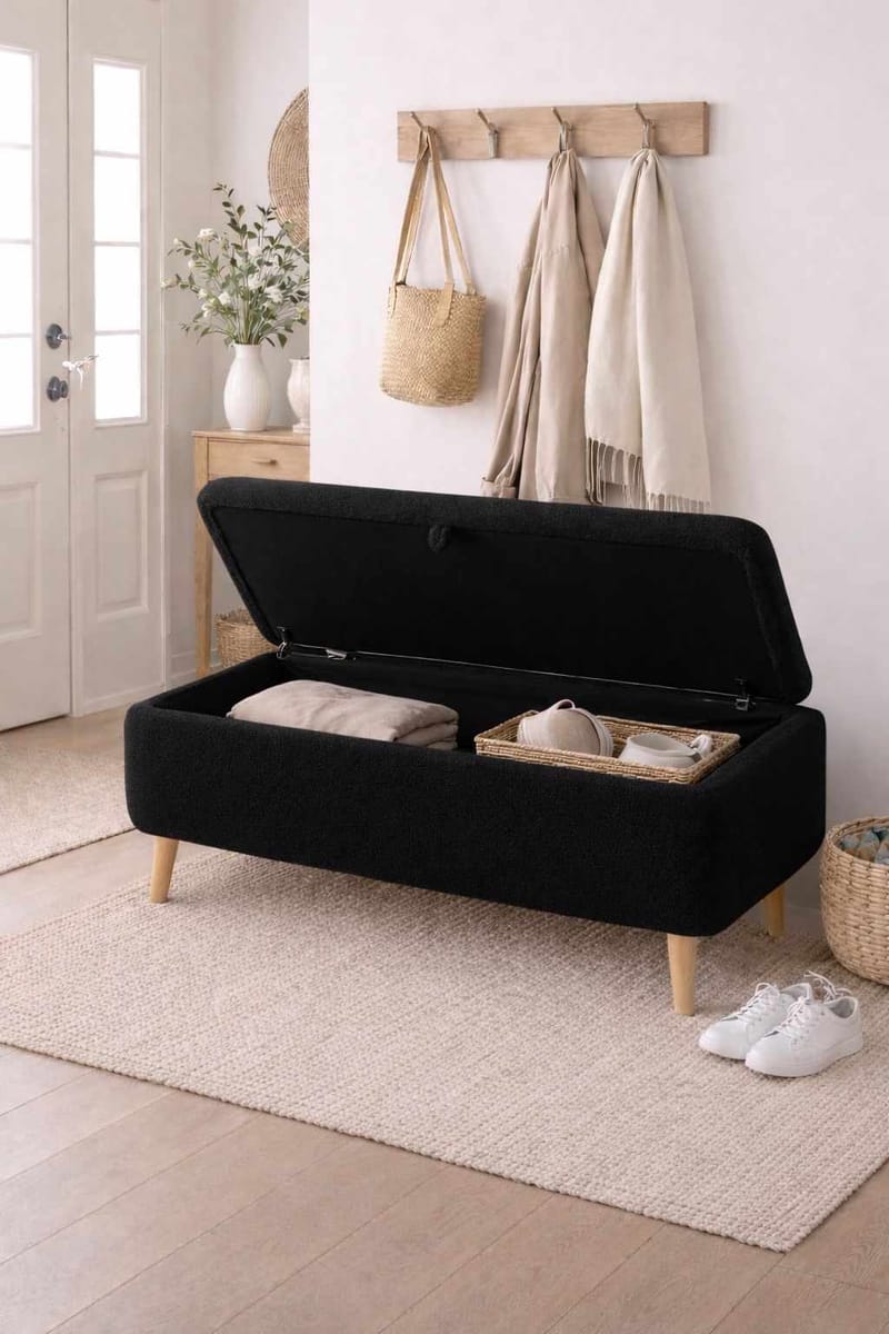 Penkki Atelier Del Sofa Rena (90 x 45 x 30 cm) Musta - Musta - Huonekalut - Tuoli & nojatuoli - Penkki - Eteispenkki