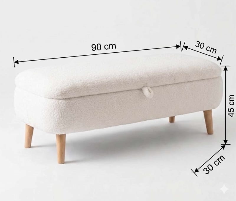 Penkki Atelier Del Sofa Rena (90 x 45 x 30 cm) Valkoinen - Valkoinen - Huonekalut - Tuoli & nojatuoli - Penkki - Eteispenkki