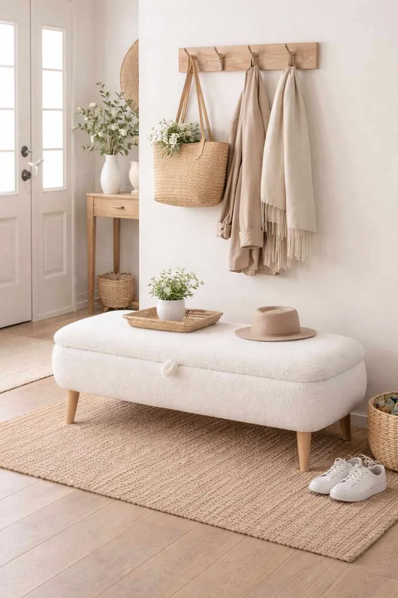 Penkki Atelier Del Sofa Rena (90 x 45 x 30 cm) Valkoinen - Valkoinen - Huonekalut - Tuoli & nojatuoli - Penkki - Eteispenkki