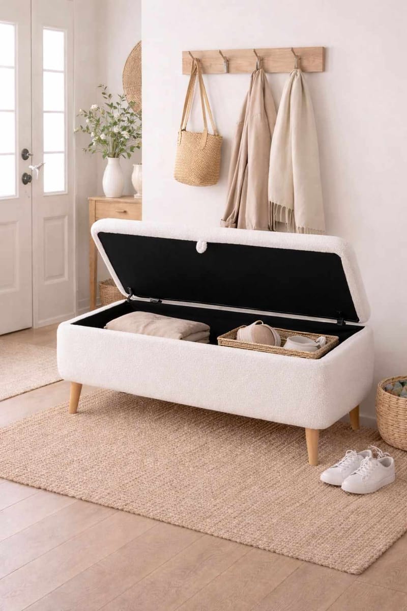 Penkki Atelier Del Sofa Rena (90 x 45 x 30 cm) Valkoinen - Valkoinen - Huonekalut - Tuoli & nojatuoli - Penkki - Eteispenkki