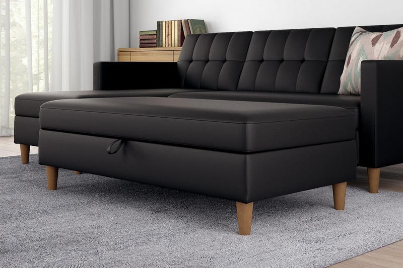 Penkki Hartford 130 cm Keinonahka/Musta - Dorel Home - Huonekalut - Tuoli & nojatuoli - Penkki - Eteispenkki