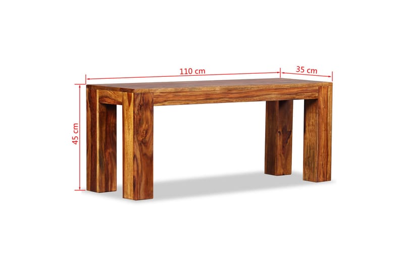 Penkki Kiinteä seesampuu 110x35x45 cm - Ruskea - Huonekalut - Tuoli & nojatuoli - Penkki - Eteispenkki