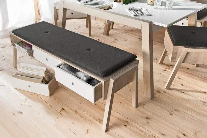 Penkki Spot säilytyksellä Puu/Luonnonväri/Valkoinen - VOX - Huonekalut - Tuoli & nojatuoli - Penkki - Eteispenkki