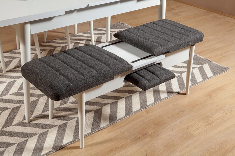 Penkki Swonger 51 cm - Valkoinen/Antrasiitti - Huonekalut - Tuoli & nojatuoli - Penkki - Penkki selkänojalla