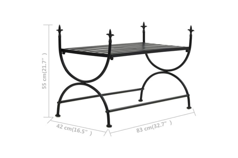 Penkki vintagetyyli metalli 83x42x55 cm musta - Musta - Huonekalut - Tuoli & nojatuoli - Penkki - Eteispenkki