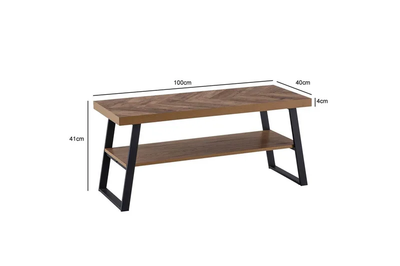 Penkki Wohnling Tammi kalanruotokuvio hyllyllä, tukevat metallirungot, moderni ilme - Huonekalut - Tuoli & nojatuoli - Penkki - Eteispenkki - Kenkäteline penkillä