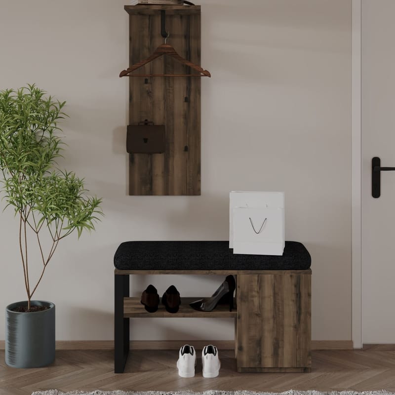 Uniqo eteisteline setti 35x90x35 cm - Antiikkipähkinä - Huonekalut - Tuoli & nojatuoli - Penkki - Eteispenkki