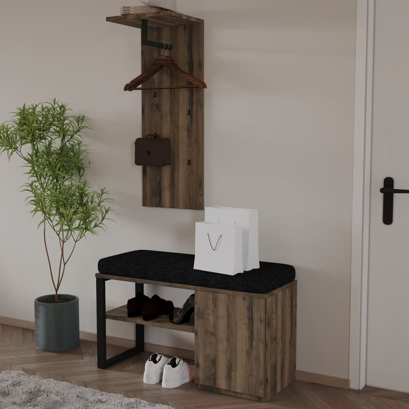 Uniqo eteisteline setti 35x90x35 cm - Antiikkipähkinä - Huonekalut - Tuoli & nojatuoli - Penkki - Eteispenkki