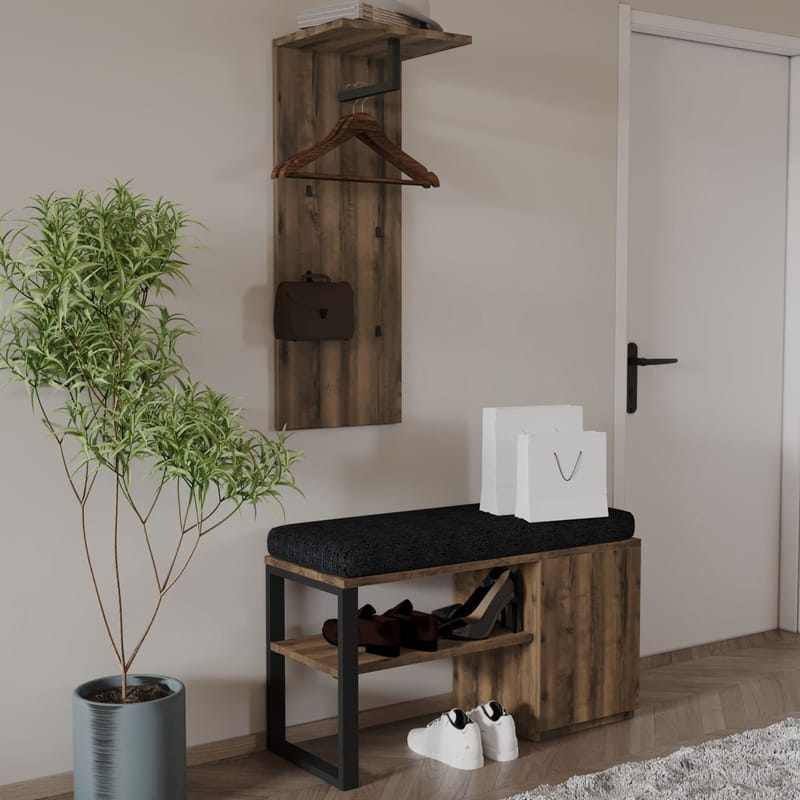 Uniqo eteisteline setti 35x90x35 cm - Antiikkipähkinä - Huonekalut - Tuoli & nojatuoli - Penkki - Eteispenkki