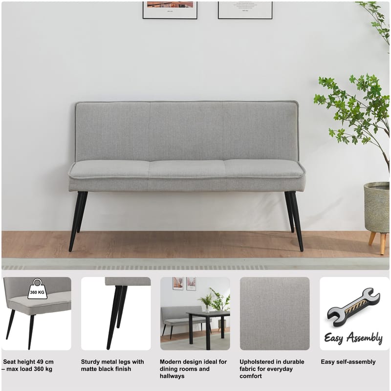 Matbänk Loft24 Antracit - Antrasiitti - Huonekalut - Tuoli & nojatuoli - Penkki - Penkki selkänojalla