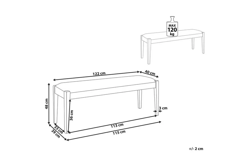Pehmustettu penkki Elyria Harmaa/vaalea puu - Harmaa/vaalea puu - Huonekalut - Tuoli & nojatuoli - Penkki - Eteispenkki