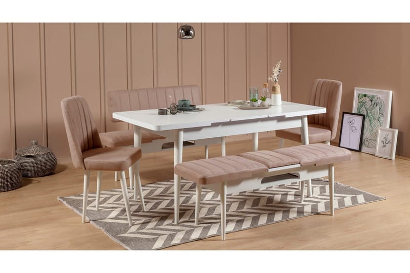 Istuinpenkki Vinadi 110 cm - Valkoinen/Harmaa - Huonekalut - Tuoli & nojatuoli - Penkki - Penkki selkänojalla