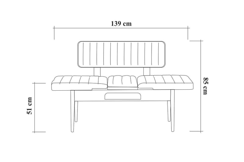Istuinpenkki Vinadi 110 cm - Puu/Luonnonväri/Harmaa - Huonekalut - Tuoli & nojatuoli - Penkki - Penkki selkänojalla