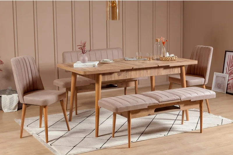 Istuinpenkki Vinadi 110 cm - Puu/Luonnonväri/Harmaa - Huonekalut - Tuoli & nojatuoli - Penkki - Penkki selkänojalla