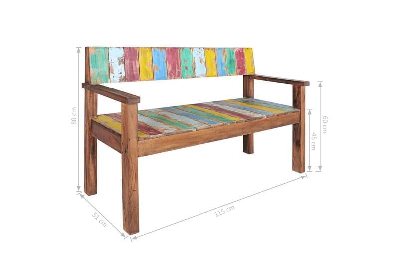 Penkki 115 cm kierrätetty täyspuu - Huonekalut - Tuoli & nojatuoli - Penkki - Penkki selkänojalla