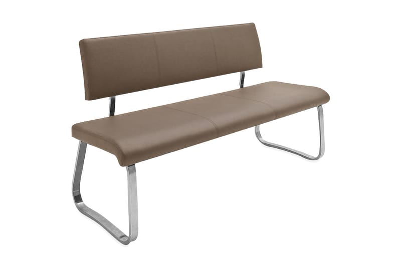 Penkki Arco 155cm Harjattu teräs/Cappuccino PU - Huonekalut - Tuoli & nojatuoli - Penkki - Penkki selkänojalla